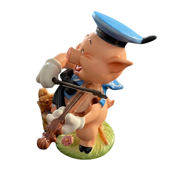 Walt Disney 3 Little Pigs 60th Anniversary Pig Playing Fiddle w/ COA, IOB - Picture 4 of 11